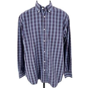 PAUL & SHARK YACHTING Men's L Dark Purple Plaid Italian Cotton Long Sleeve Shirt
